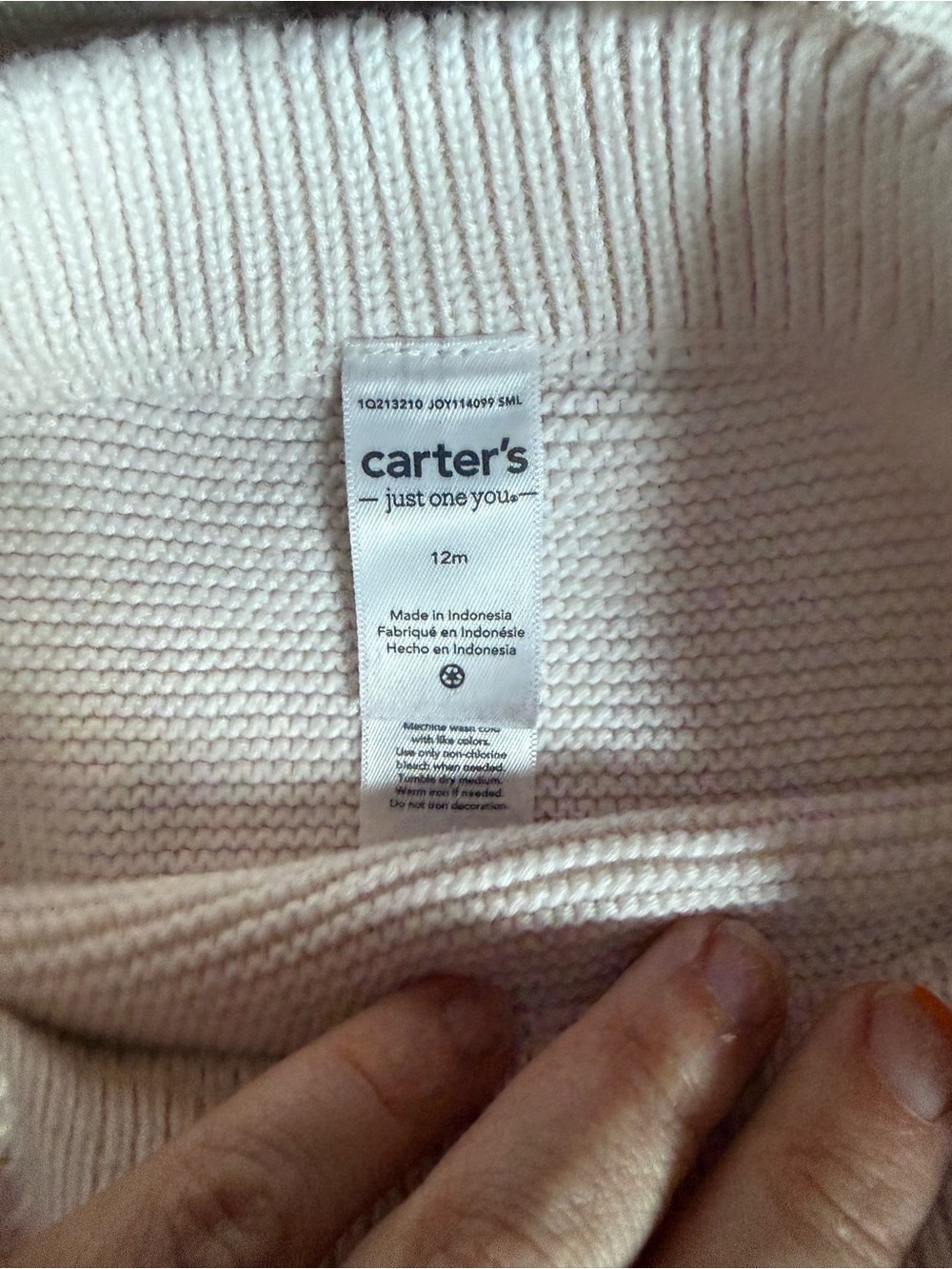 Carter’s Cream Knit Baby Hooded Button Romper with Ear Detail Size 12 months - Picture 2 of 7